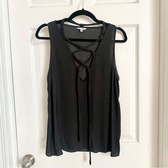 Naked Zebra Tops - $5 SALE Black lace up Naked Zebra tank
